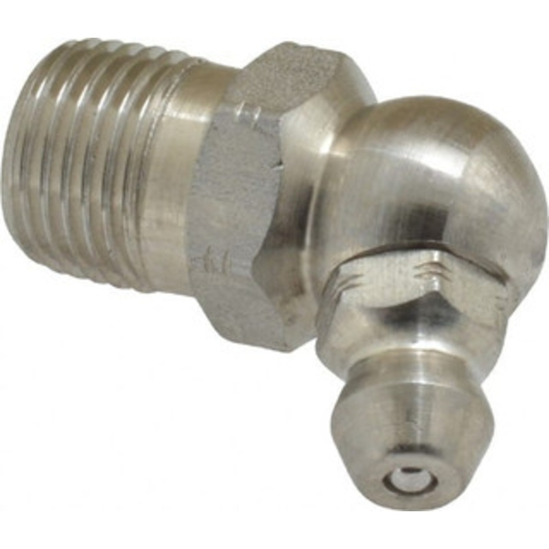Alemite 67.5 Head Angle, 1/8 PTF Stainless Steel Standard Grease Fitting 7/16 Hex, 61/64 Overall Height, 11/32 Shank Length 1922-S – 03244845