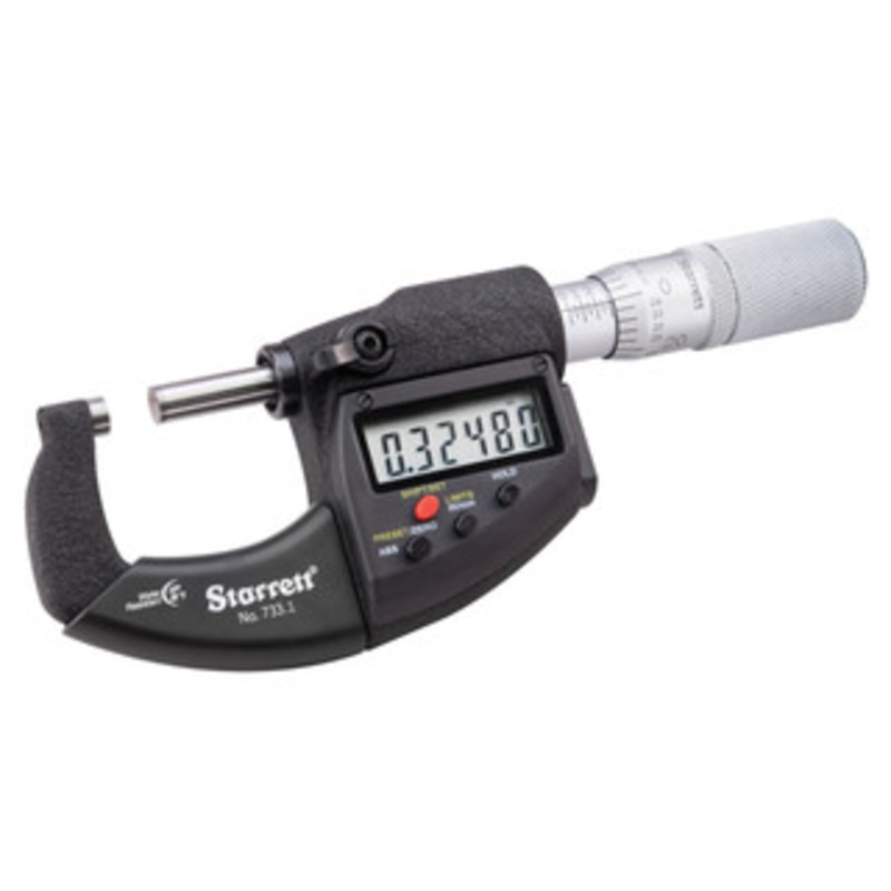 Starrett Electronic Micrometer w/Data Output, 0-1, EDP 72529 – 733.1XFL-1