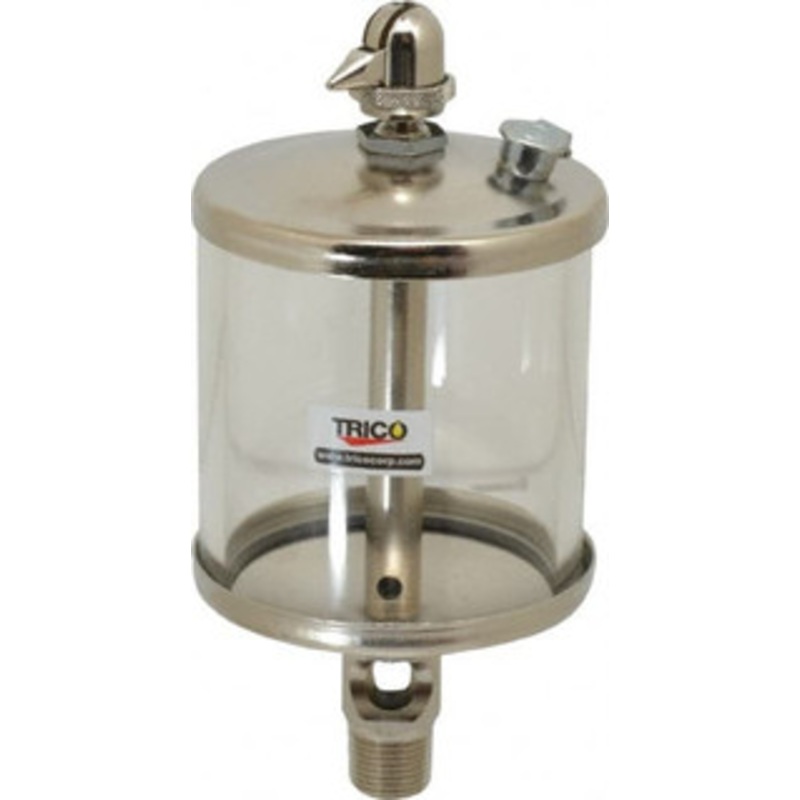 Trico 1 Outlet, Glass Bowl, 10 Ounce Manual-Adjustable Oil Reservoir 3/8 NPT Outlet, 3-1/8 Diam x 6-13/16 High 37019 – 09419581