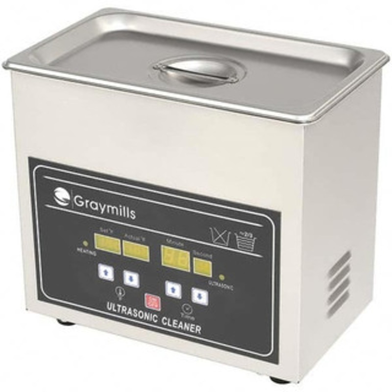 Graymills 0.8 Gal Bench Top Water-Based Ultrasonic Cleaner 3-7/8 x 9-7/8 x 5-1/4 Inside Tank Dimensions BTV-032 – 76335744