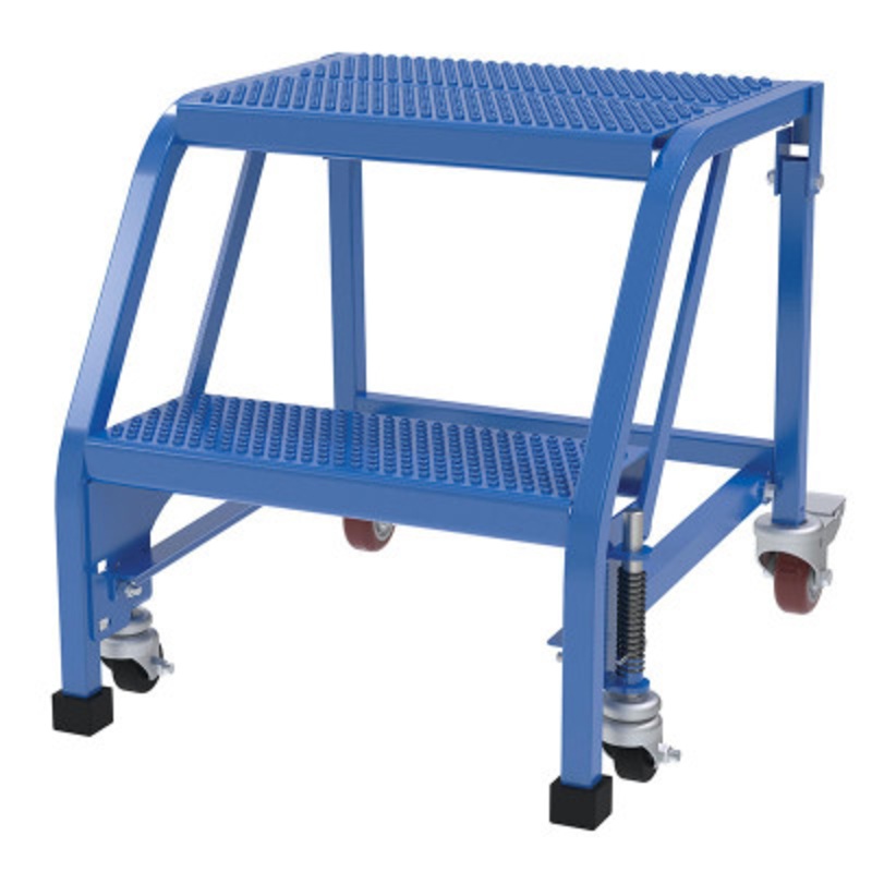 Slope Ladder, 58 Degree, 2 Perforated, 16-13/16in Step, Blue