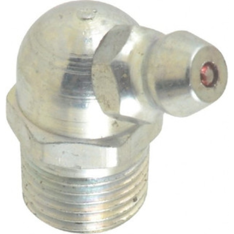 Alemite 65 Head Angle, 1/8 PTF Steel Standard Grease Fitting 7/16 Hex, 27/32 Overall Height, 19/64 Shank Length, 10,000 Operating psi, Zinc Plated Finish 1612-B – 03244415