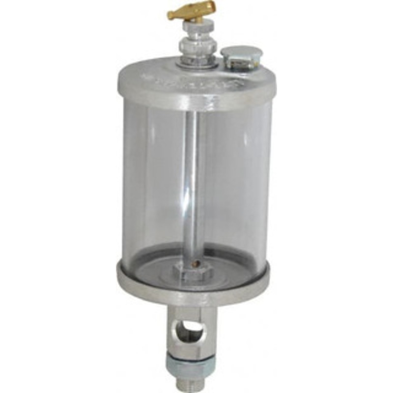 LDI Industries 1 Outlet, Polymer Bowl, 354.9 mL Manual-Adjustable Oil Reservoir 5/8-18 UNF Outlet, 3 Diam x 8-3/8 High, 121.1 (Nylon Brush), 60C  (Polymer) Max RDB307-N-4 – 03241031