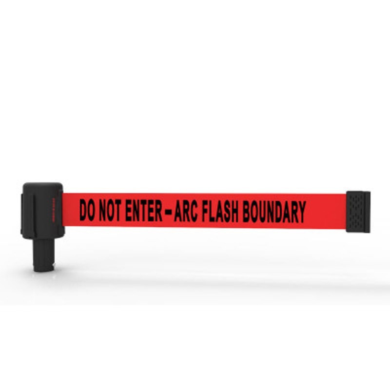 Web Barrier Retractable Arc Flash Banner, Red / Black