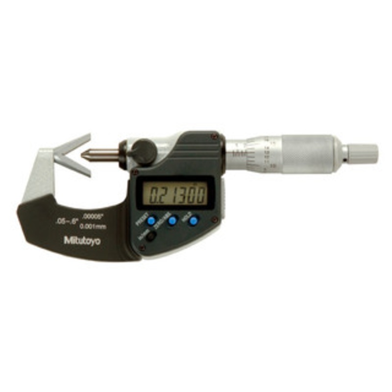 Mitutoyo Digital V-Anvil 3-Flute Micrometer, .05-.6in./1.27-15.24mm – 314-351-30