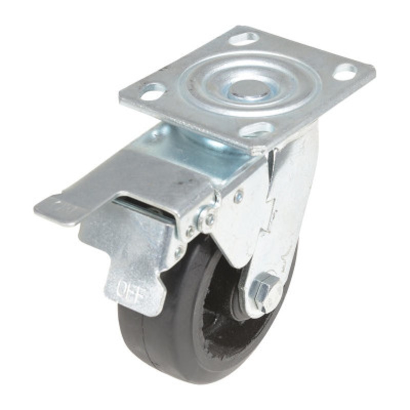 5X2 Mold On Rubber Swivel W/Total Brake Caster