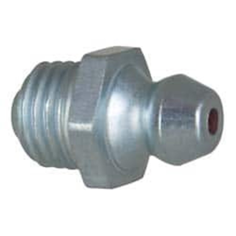 Alemite Straight Head Angle, M8x1.0 Metric Steel Standard Grease Fitting 9mm Hex, 1/4 Shank Length, 10,000 Operating psi, Zinc Plated Finish 2103 – 03245149