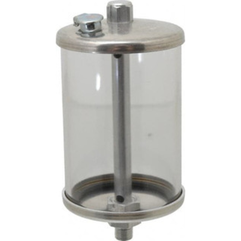 LDI Industries 1 Outlet, Polymer Bowl, 236.6 mL No Flow Control Oil Reservoir 1/8 NPTF Outlet, 2-1/2 Diam x 5-3/16 High, 60C Max R107-01 – 03239704