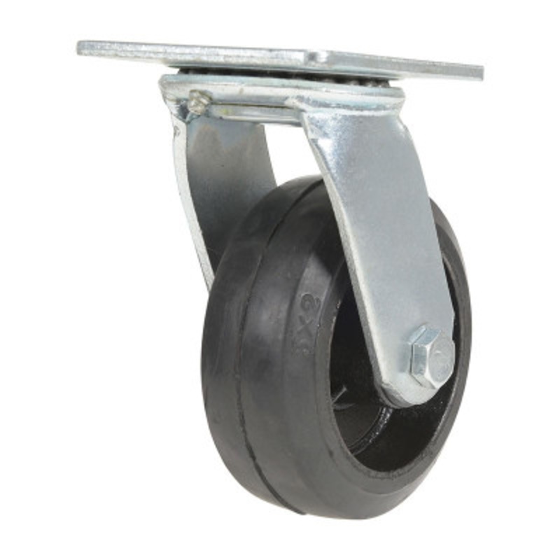 Rubber Swivel Caster, 5in x 2in Width 440 lb., Dark, Black