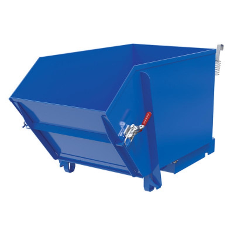 Self Dumping Hopper, Fold Down Front 1/2 Cu Yd, 6000 lb., Blue