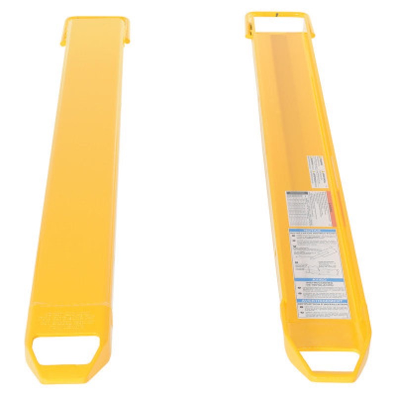 Steel Fork Extensions, 5in x 63in, 4,000 lb., Yellow