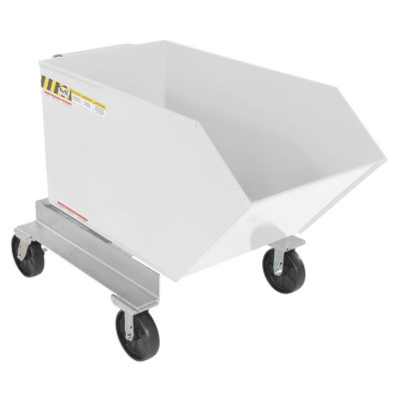 Steel Portable Tilting Hopper, 3/4 Cubic Yard, 2,000 lb., White