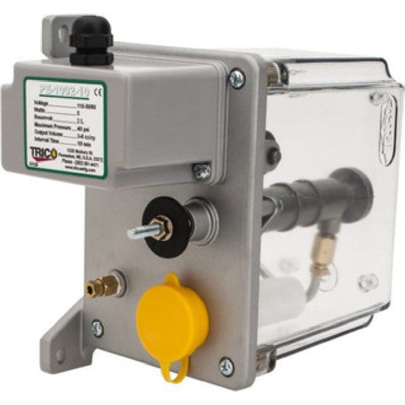 Trico 2 L Reservoir Capacity, 3 – 6 cm Output per Cycle, 18-36 cm Output per Hour, Electric Central Lubrication System 10 Min Interval Between Cycles, 130mm Wide x 225mm High, 110 Volts, Oil, 5/16-24 Outlet Thread PE-1002-10 – 08271553