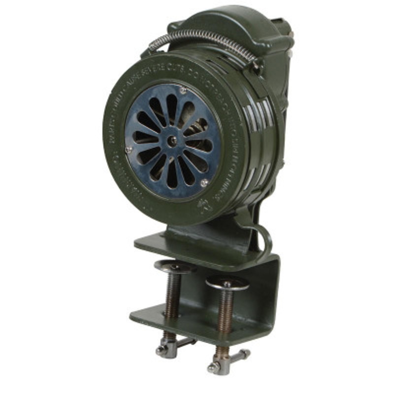 Warning Siren Hand Crank Metal Bracket Mount Army, Green