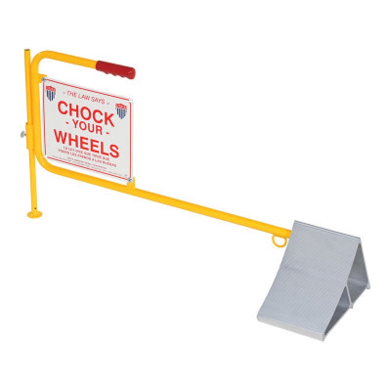 Wheel Chock, with Sign 11-7/8 x 40-1/8 x 20-1/4in, Yellow