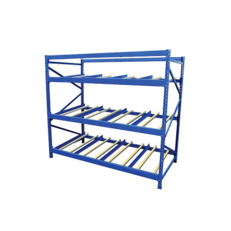 Steel Cart on Flow Rack, 3 Ft. Length, 3 Level, 1,000 lb., Blue