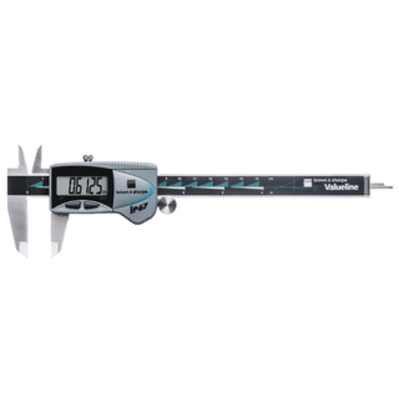 Tesa/Brown & Sharpe Valueline IP67 Digital Caliper, 0-6 Range, Square Depth Rod – 00599390