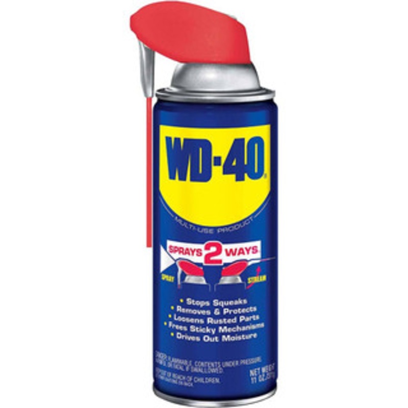WD-40 11 oz Multi-Use Product with Smart Straw, Sprays 2 Ways Multi-Purpose Lubricant: Stop Squeaks, Removes & Protects, Loosens Rusted Parts, Free Sticky Mechanisms, Drives Out Moisture 49004 – 55300883
