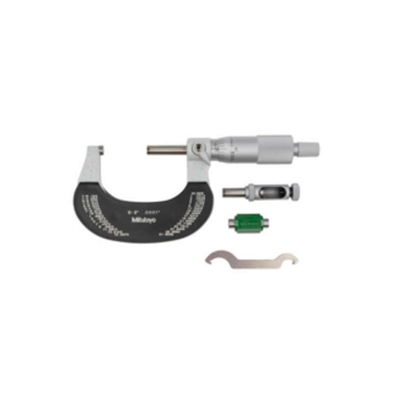 Mitutoyo Outside Micrometer, Series 104 with Interchangeable Anvils, 0-2 – 104-165