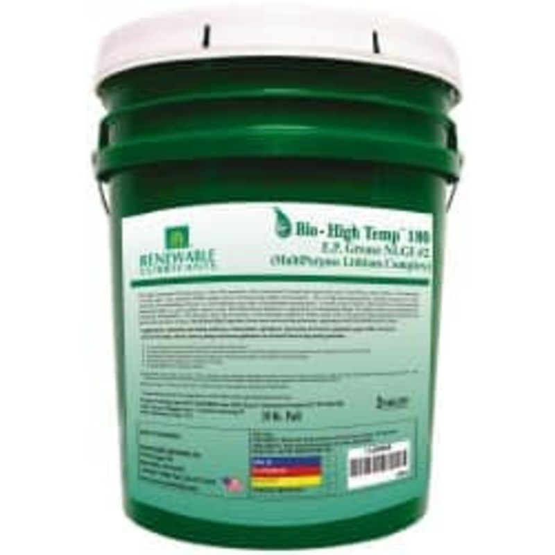 Renewable Lubricants 35 Lb Pail Biobased Extreme Pressure Grease Green, Extreme Pressure & High Temperature, 285F Max Temp, NLGIG 2, 87614 – 62681697