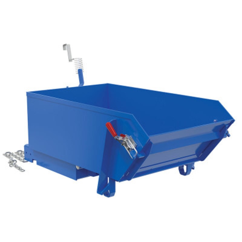 Self Dumping Hopper, Fold Down Front 1/4 Cu Yd, 2000 lb., Blue