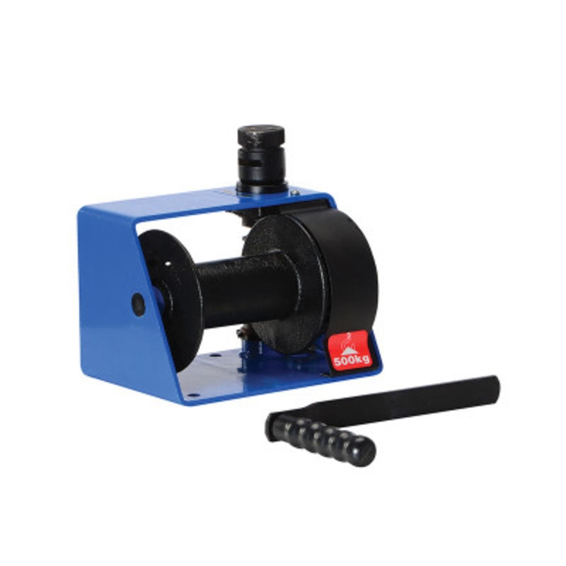 Steel Hand Winch, Vertical Handle Worm Gear, 1000 lb., Blue