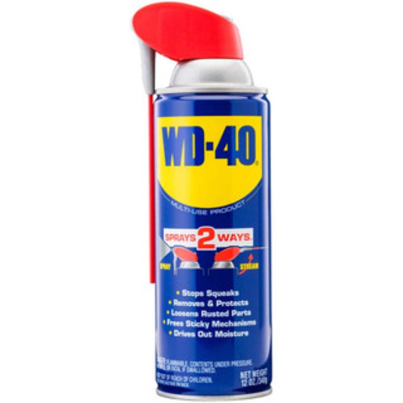 WD-40 12 oz Multi-Use Product with Smart Straw, Sprays 2 Ways Multi-Purpose Lubricant: Stop Squeaks, Removes & Protects, Loosens Rusted Parts, Free Sticky Mechanisms, Drives Out Moisture 49005 – 55300834