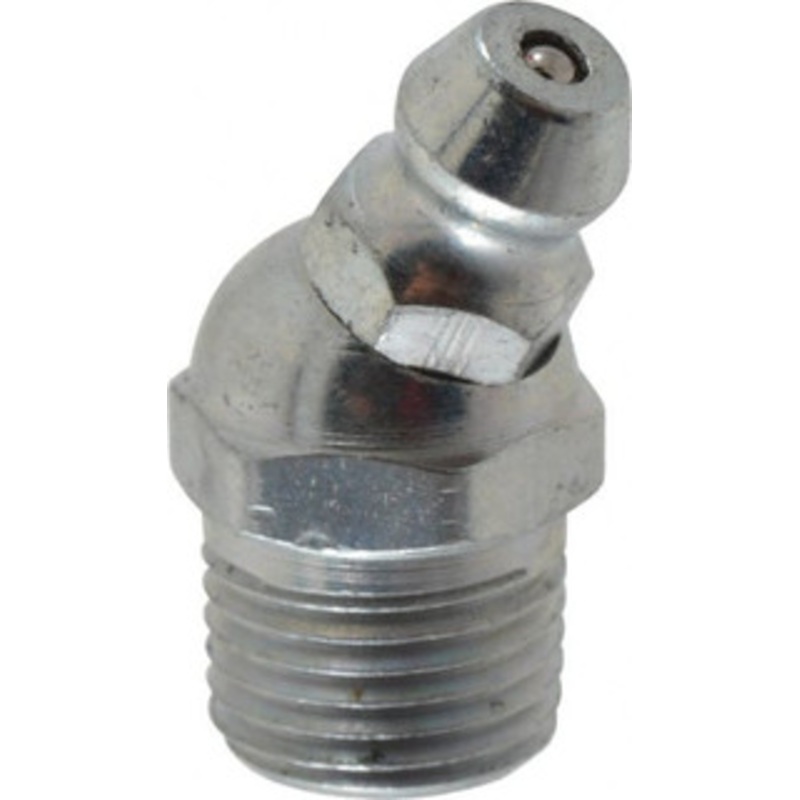 Alemite 30 Head Angle, 1/8 PTF Steel Standard Grease Fitting 7/16 Hex, 29/32 Overall Height, 19/64 Shank Length, 10,000 Operating psi, Zinc Plated Finish 1611-B – 03244399