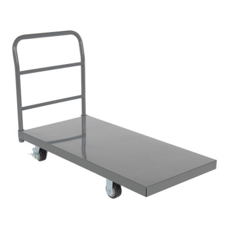 Smooth Deck Platform Truck, 4 x 2in Mold On Rubber Casters, 2000lb