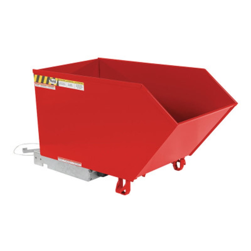 Steel Low Profile Self Dumping Hopper, 1/2 Cu Yd, 2000 lb., Red