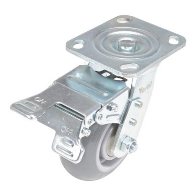 Swivel With Total Brake Caster 5 x 2in Width 551lb, Light, Gray