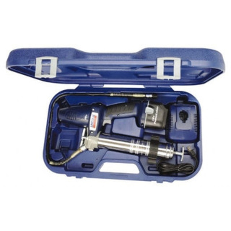Lincoln 7,500 Max psi, Flexible Battery-Operated Grease Gun Includes Grease Gun, One Hour Charger, 18 V NiCad Battery & Case 1842 – 81148652