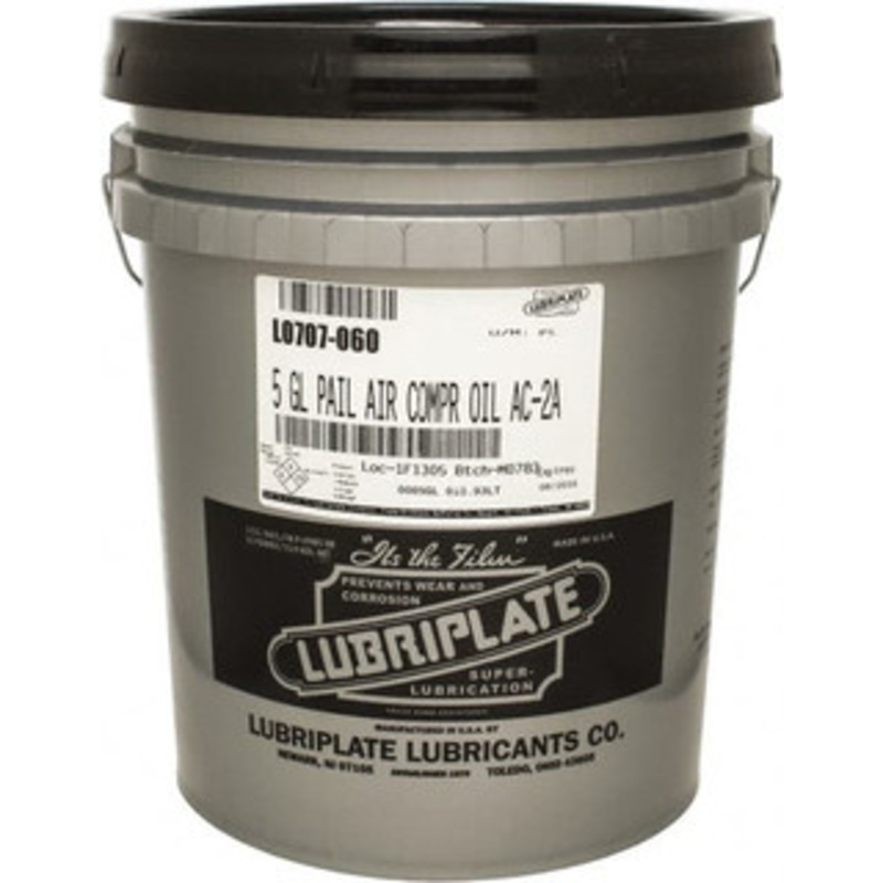 Lubriplate 5 Gal Pail, ISO 100, SAE 30, Air Compressor Oil 430 Viscosity (SUS) at 100F, 63 Viscosity (SUS) at 210F, Series AC-2A L0707-060 – 00424879