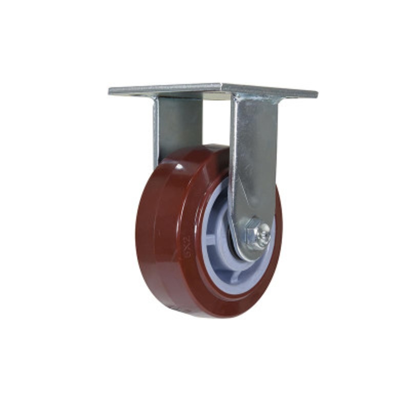 Rigid Caster, 5in Diameter x 2in Width, 700 lb., Maroon/Gray