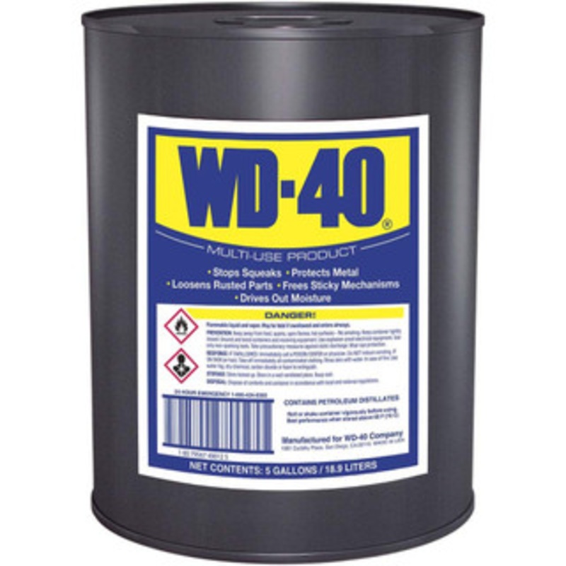 WD-40 5 Gal Pail Multi-Use Product Bulk, Liquid, Stop Squeaks, Removes & Protects, Loosens Rusted Parts, Free Sticky Mechanisms, Drives Out Moisture 49012 – 55300818