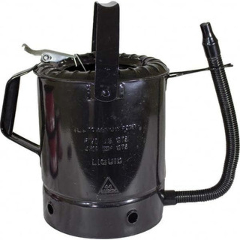 Funnel King Can & Hand-Held Oilers, Type: Bucket Oiler, Pump Material: Steel, Body Material: Steel, Capacity Range: 1 Gal. and Larger, Spout Type: Flexible Spout, Capacity (Qt.): 5.00 94496 – 95908653