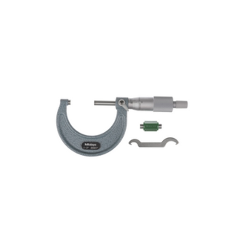 Mitutoyo Outside Micrometer, Manual 1-2 Ratchet Stop – 103-132