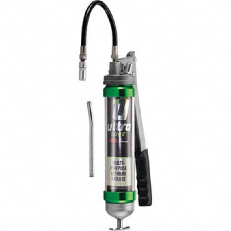 Plews & Edelman Grease Guns, Type: Lever Grease Gun with 3-Way Loading, Capacity (oz.): 14 (Cartridge), Hose Length (Inch): 12 (Flexible), 5-1/2 (Rigid), Rigid or Flexible Hose: Flexible & Rigid, Fill Type: 3-Way 30701 – 16822066