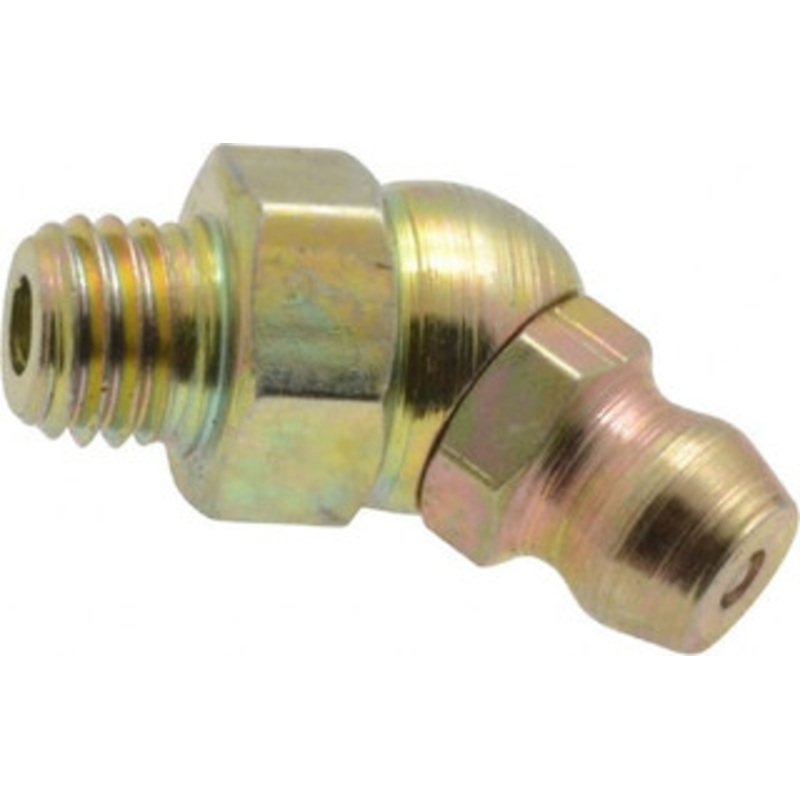PROLUBE 45 Head Angle, 1/4-28 Taper Steel Standard Grease Fitting 3/8 Hex, 20.8mm Overall Height, 5.1mm Shank Length, Zinc Plated Finish GFT/14/28/45-10 – 08060725