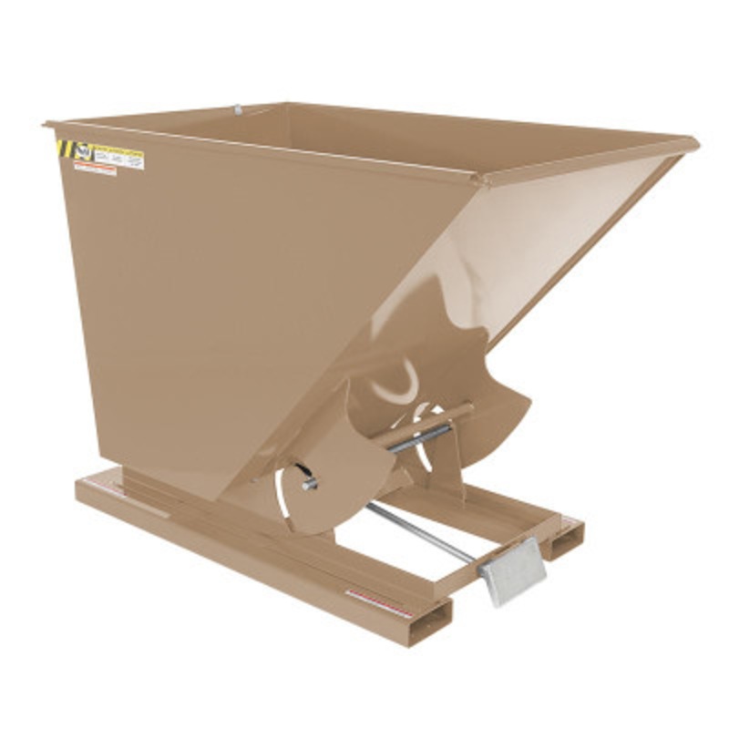 Steel Light Duty Self Dumping Hopper, 1-1/2 Cu Yd, 2000 lb., Tan
