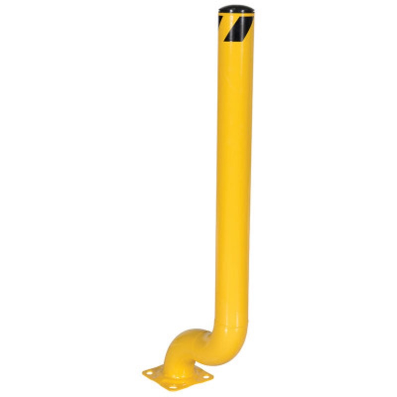 Steel Offset Bollard, 18-3/8in x 8in x 54-1/8in, Yellow