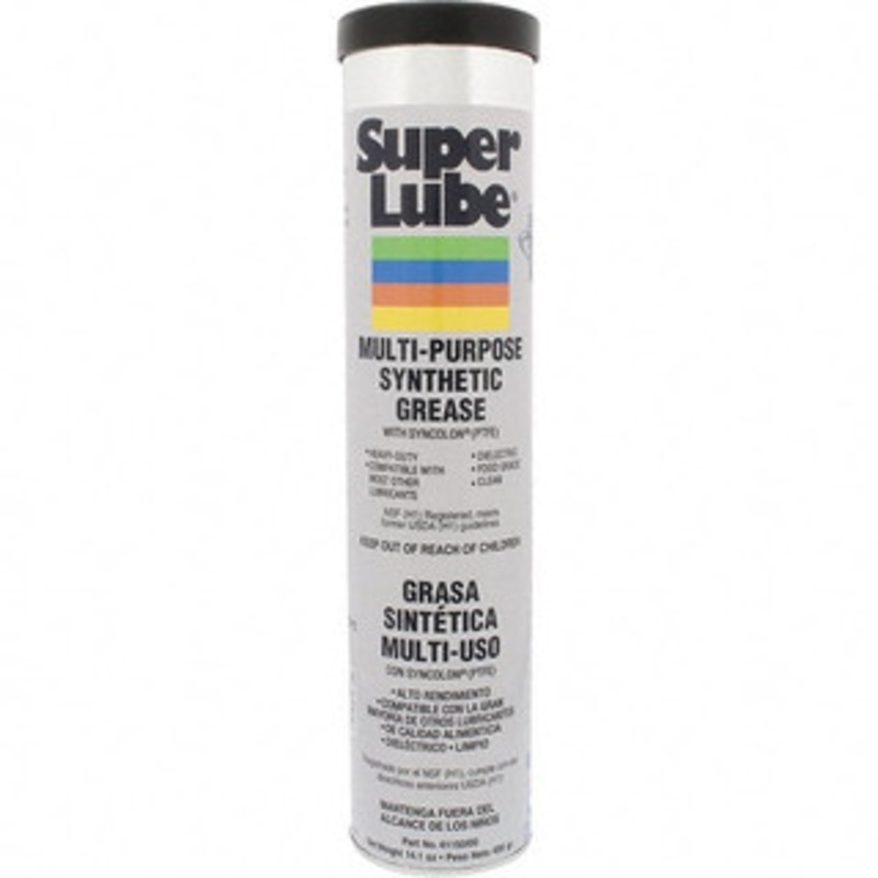 Synco Chemical Super Lube 14.1 oz Cartridge Synthetic General Purpose Grease Translucent White, Food Grade, 450F Max Temp, NLGIG 00, 41150/00 – 07599517