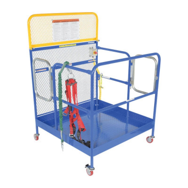 Work Platform With Poly Casters,2 Door, 48 x 48in, 1,000 lb, Blue