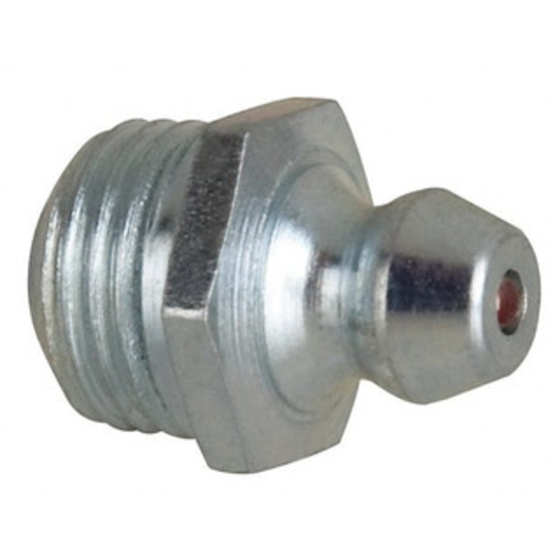 Alemite Straight Head Angle, M10x1.0 Metric Steel Standard Grease Fitting 11mm Hex, 1/4 Shank Length, 10,000 Operating psi, Zinc Plated Finish 2109 – 03245164