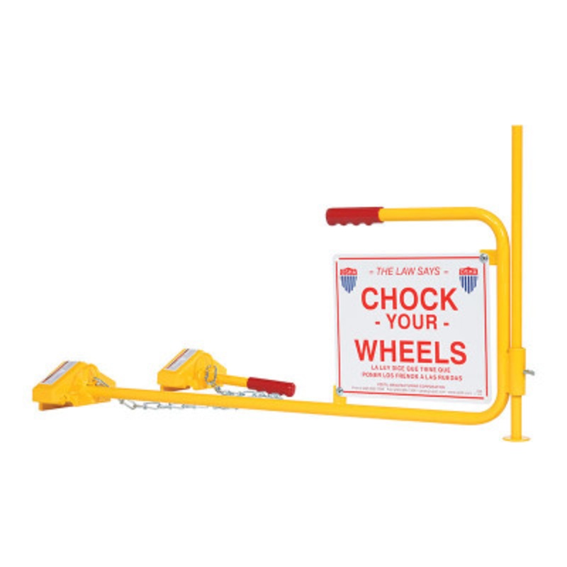 Single Rail Chock, with Flag Rail Chock, 30in Long Chain, Yell