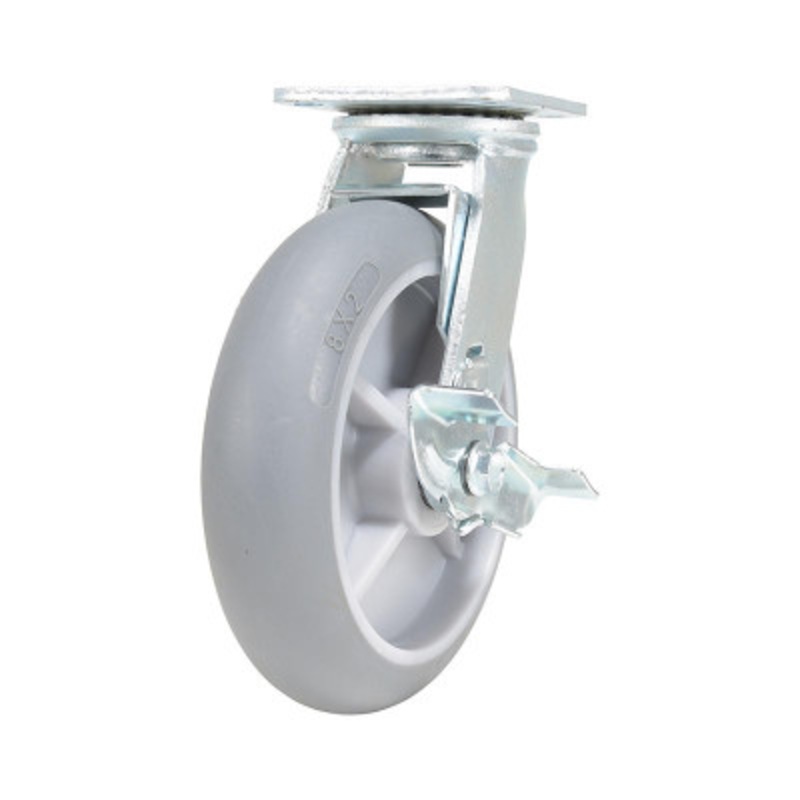 Swivel With Brake Caster 8 x 2in Width 705 lb., Light, Gray