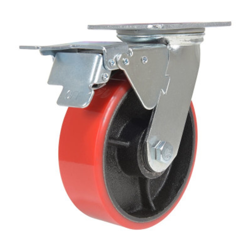 Swivel With Total Brake Caster 6 x 2in Width 1232lb, Red/Blk