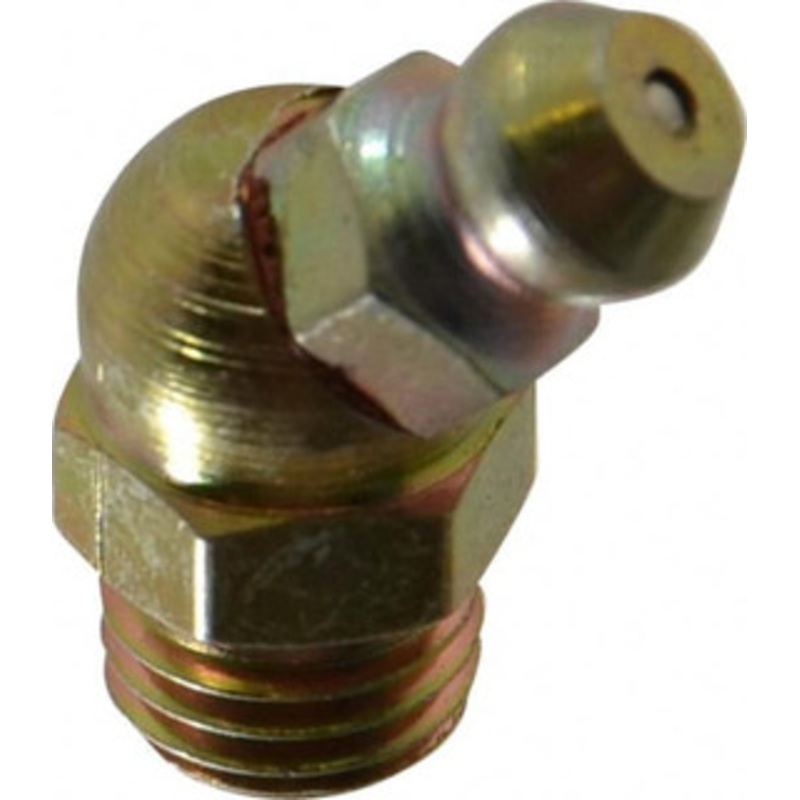 PROLUBE 45 Head Angle, M8x1.0 Metric Steel Standard Grease Fitting 9mm Hex, 21mm Overall Height, 5.5mm Shank Length, Zinc Plated Finish GFT/8/1/45/ST-5 – 08060907