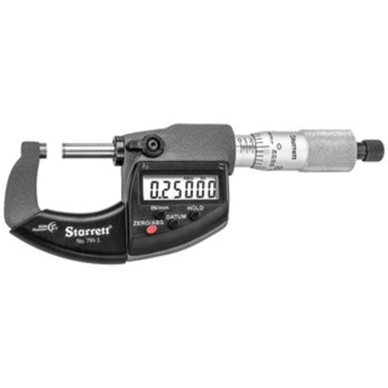 Starrett Electronic Micrometer, 0-1 w/ Ratchet Thimble, EDP 01116 – 796.1XRL-1