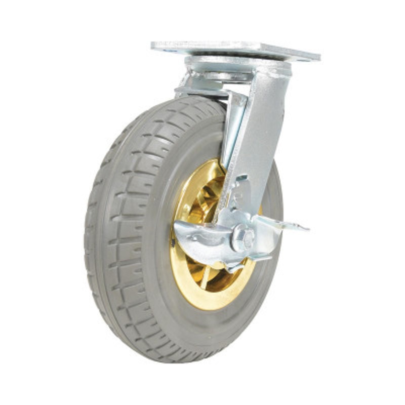 8X2 Flat-Free (Rubber) Swivel W/Brake Caster